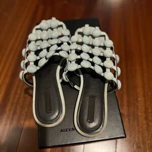 Alexander Wang Amelia Blue Denim studded flat slide slippers - 8.5